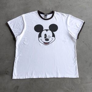 Vintage 00s Mickey Mouse Ringer Tee - XL